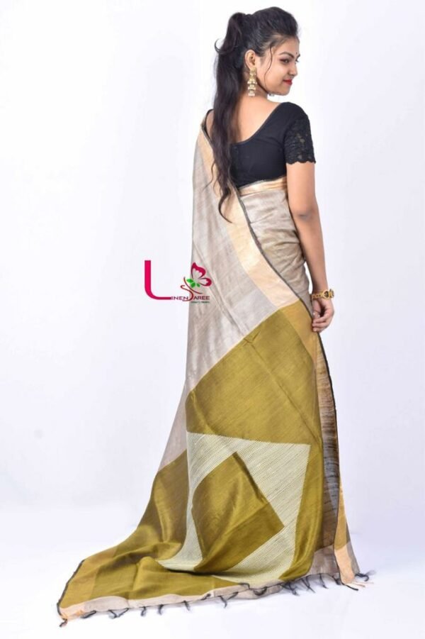 Golden Color Bhagalpuri Silk Saree - Linen Saree