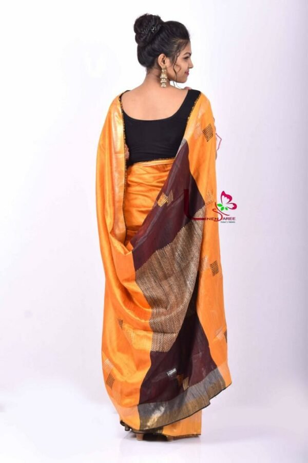 Orange Color Bhagalpuri Silk Saree - Linen Saree