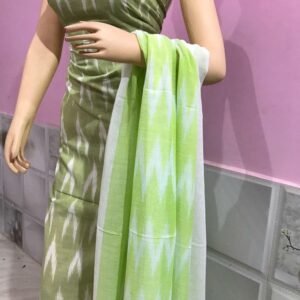 Green Color Khadi Cotton Ikkat Suit Material
