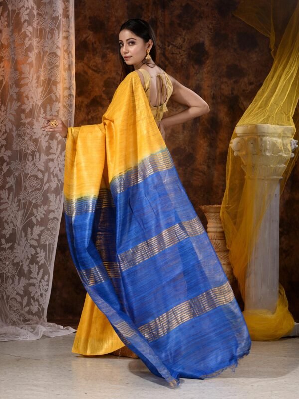 Yellow Color Bhagalpuri Ghiccha Silk Saree
