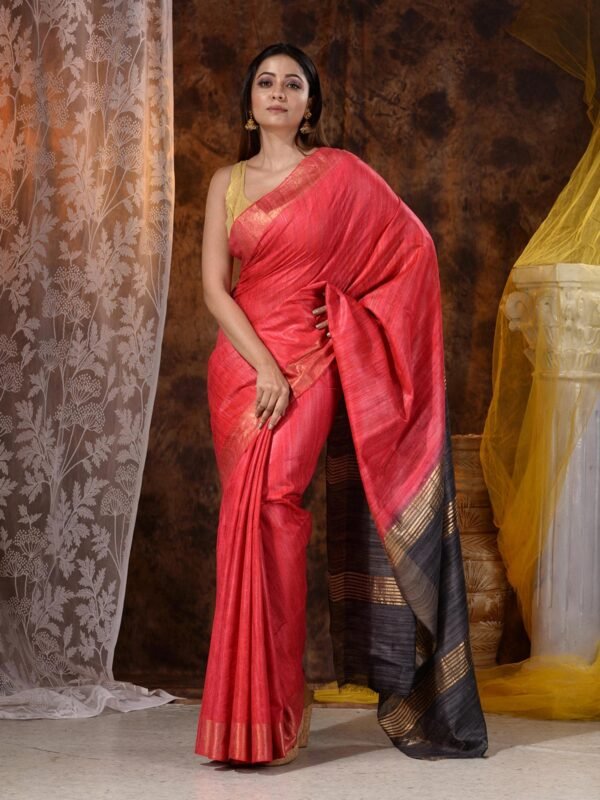 Red Color Bhagalpuri Ghiccha Silk Saree