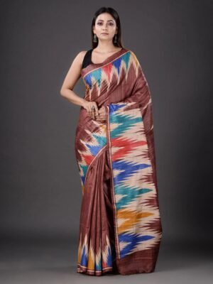 Brown Color Bhagalpuri Ghiccha Silk Saree