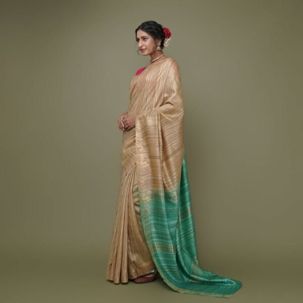 Golden Color Bhagalpuri Ghiccha Silk Saree