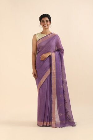 Purple Color Silk Linen Saree