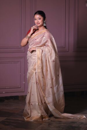 Rich Gold Tissue  Linen Saree