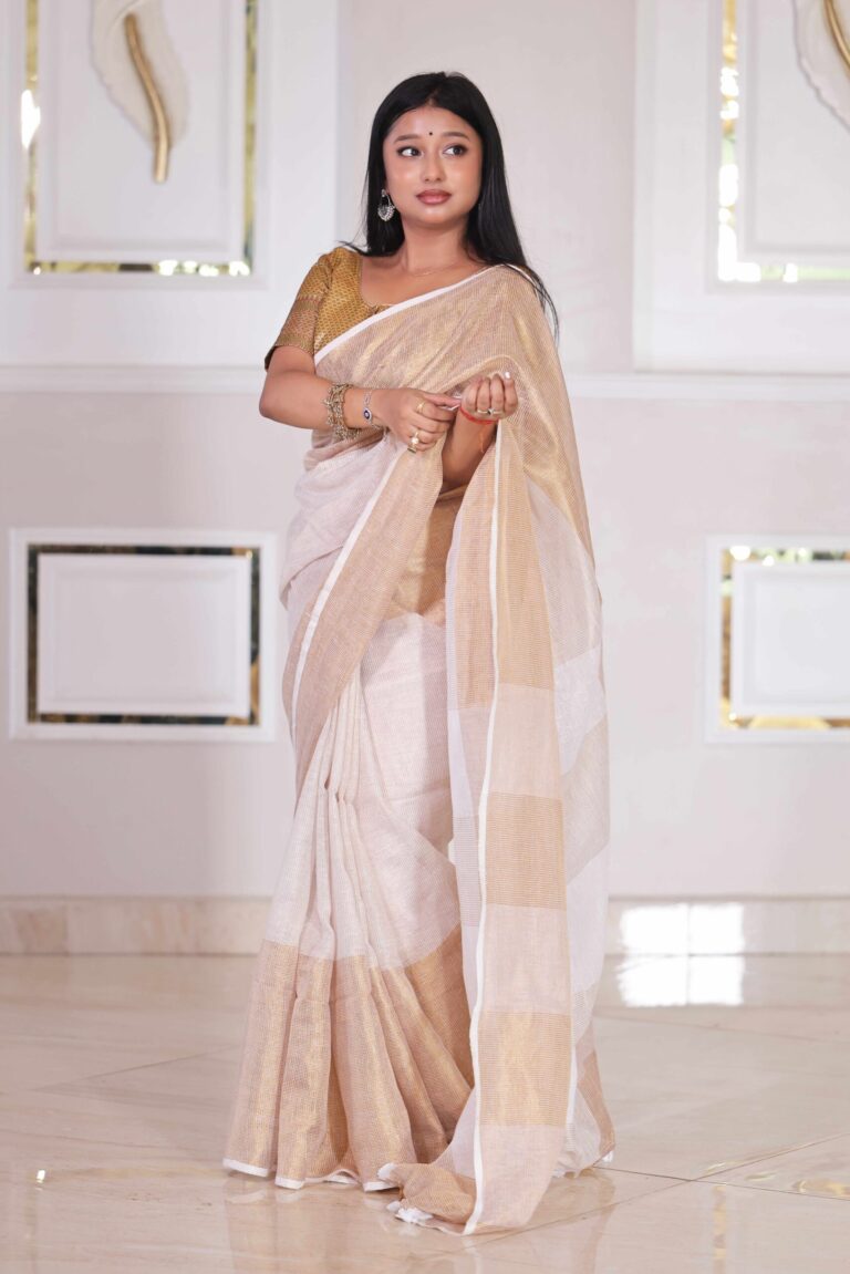 Off-white Linen saree